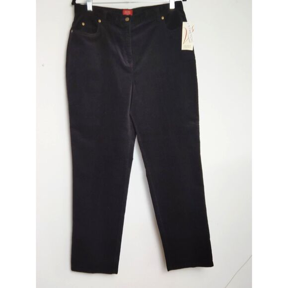 Valerie Stevens Petite Womens 12P Stretch Black Corduroy Pants NWT - Picture 2 of 13